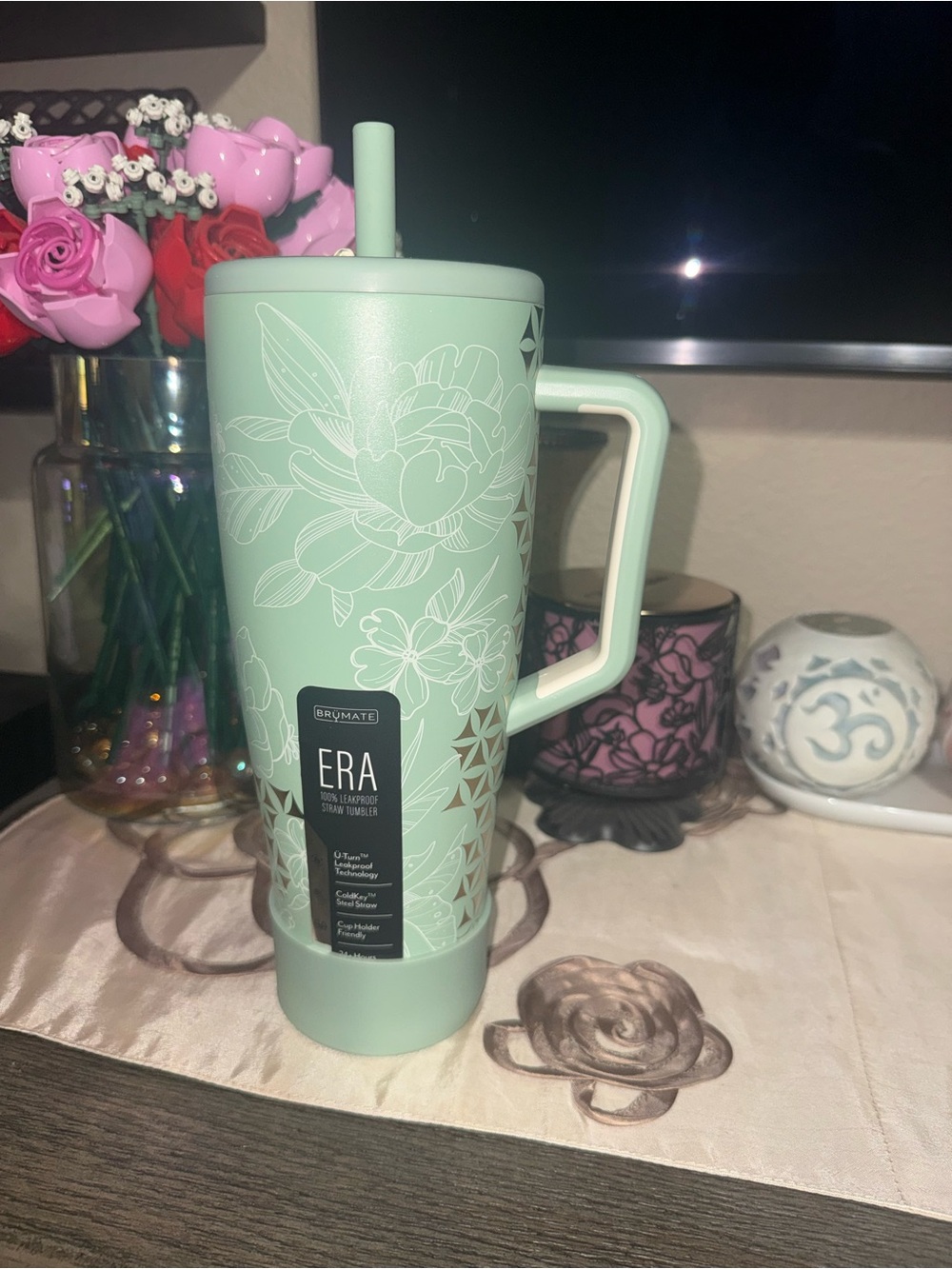 Brumate ERA Golden Bloom Travel Tumbler with Handle